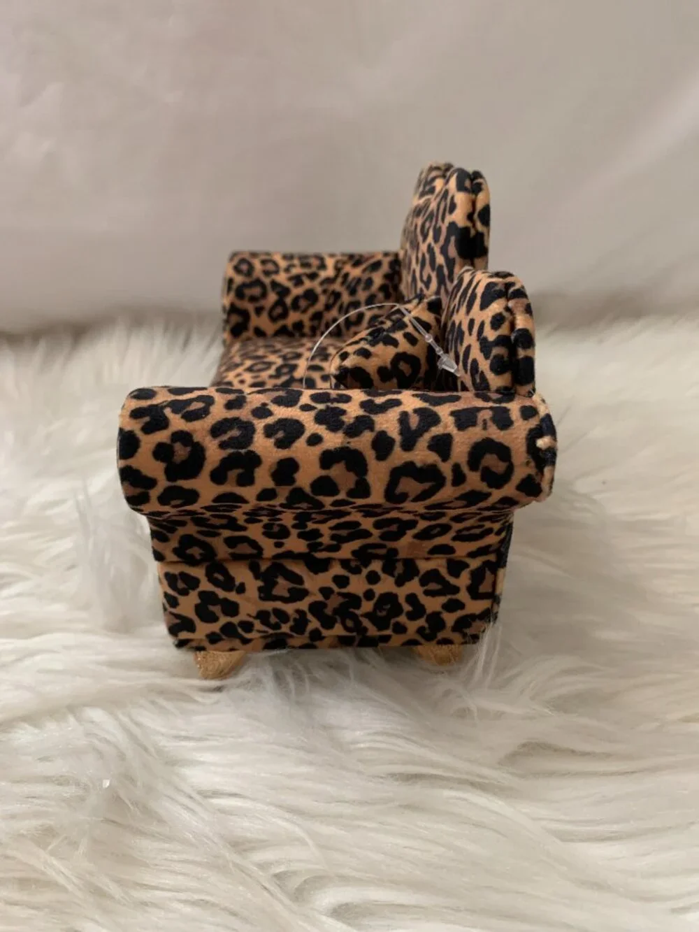 UNBRANDED Leopard Printed Mini Sofa Mirrored Jewelry Organizer